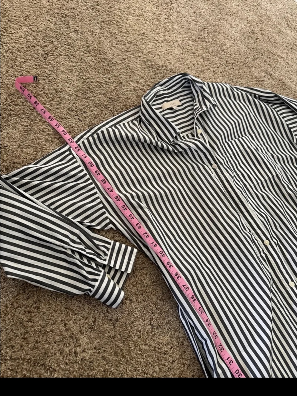 LOFT Grey/White Striped Poplin Belted Pocket Shirtdress size Large - Picture 10 of 12
